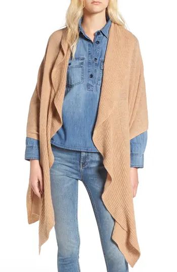 Women's Nordstrom Cashmere Ruffle Wrap, Size One Size - Brown | Nordstrom