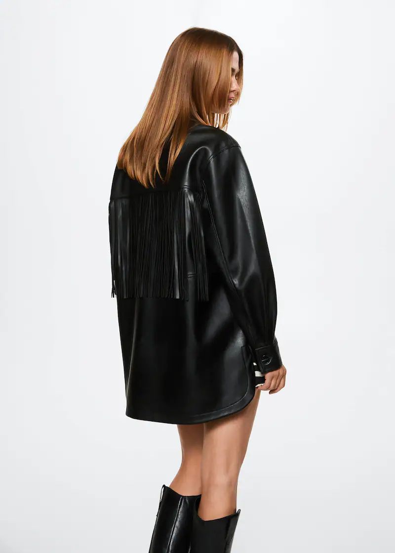 Leather effect fringed jacket | MANGO (UK)