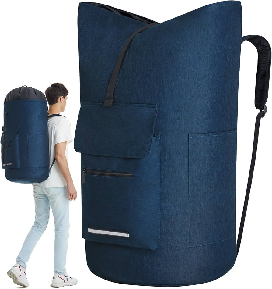 Laundry Backpack Heavy Duty, 115L Extra Large Laundry Bag with Straps, Dorm Room Essential for Guys, Backpack Laundry Bag with 4 Pockets, Laundry Bag Backpack for College Dorm, Apartment, Laundromat | Amazon (US)