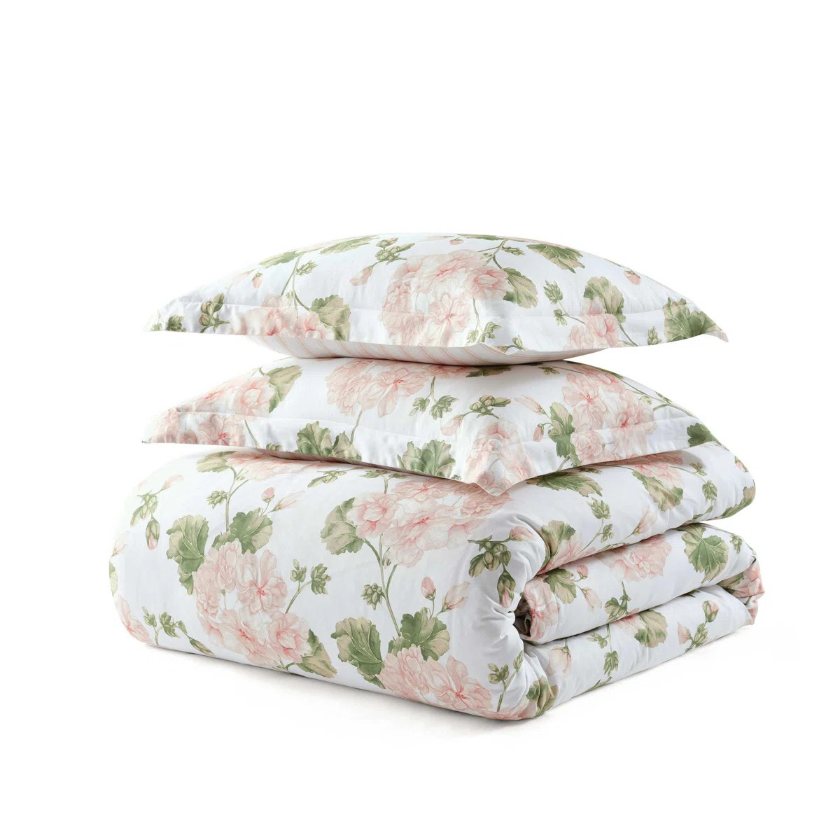 Martha Stewart Geranium Bloom Cotton Reversible Pink Duvet Cover Set | Wayfair North America