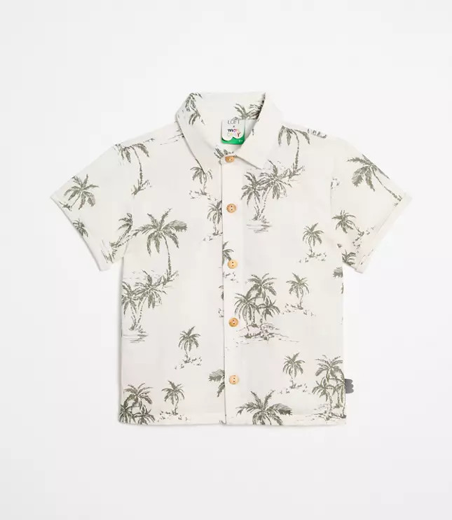 LOFT x Mon Coeur Linen Palm Tree Shirt | LOFT