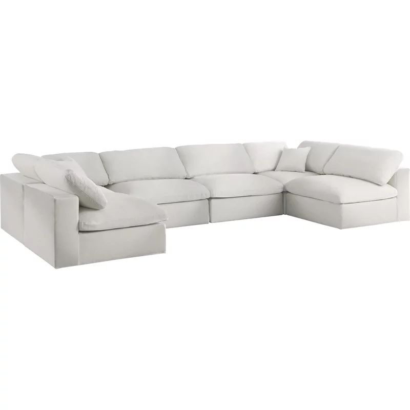 Meridian Furniture Serene Cream Linen Fabric Deluxe Modular Sectional | Walmart (US)