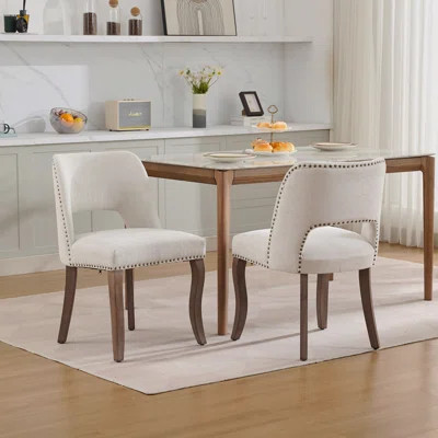 Set Of 2 Dining Chairs, Woodenen Dining Chairs, Modern Fabric Upholstered Dining Room Chair Kitchen Chairs, Farmhouse Dinner Chair | Wayfair North America