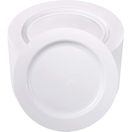 FOCUSLINE 100 Count White Plastic Dessert Plates 7 Inch, Disposable Heavy Duty Plastic Plates for Weddings, Parties and Events | Amazon (US)