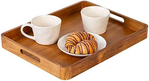 Amazon.com: Rossie Home Large Acacia Wood Serving Tray - Natural - Style No. 75506 : Home & Kitch... | Amazon (US)