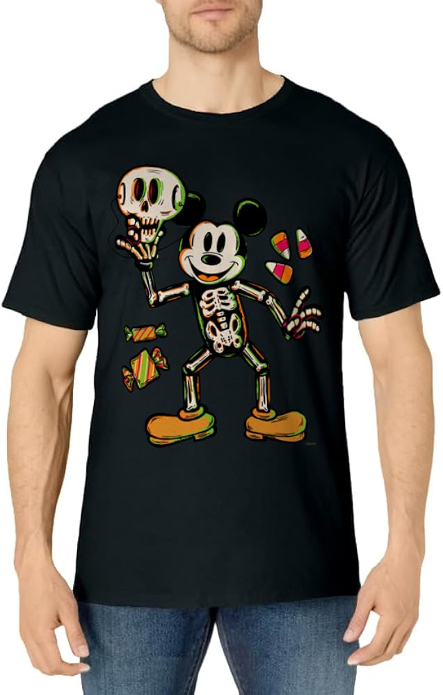 Disney 100 Mickey Mouse Skeleton Costume Halloween D100 T-Shirt | Amazon (US)