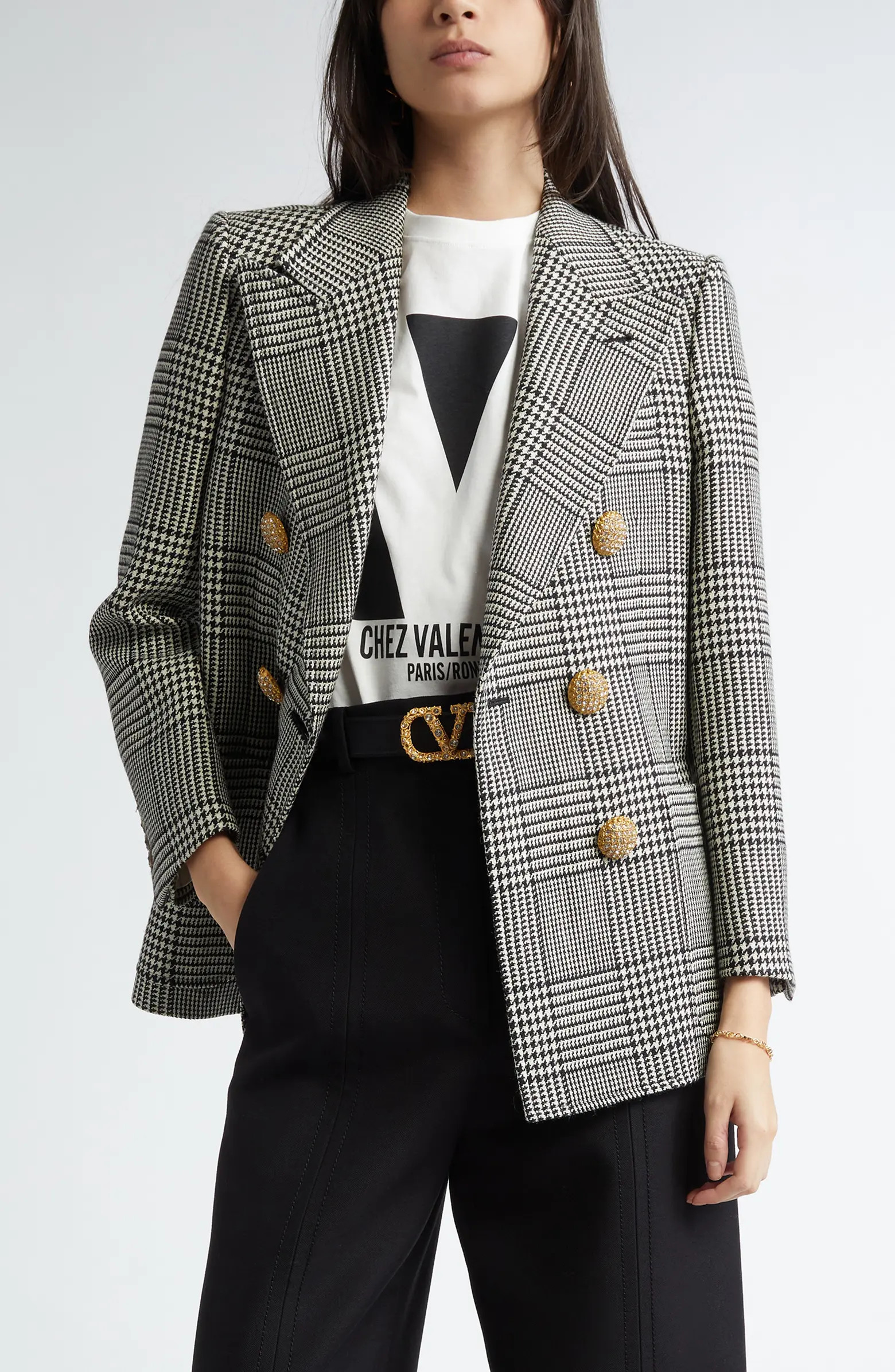 Valentino Garavani Glen Plaid Double Breasted Wool Blazer | Nordstrom | Nordstrom