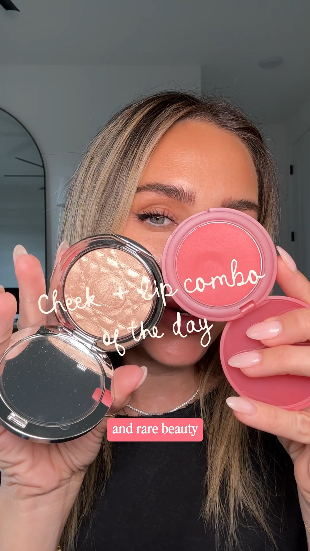 Rare blush in happy 
Dior highlighter in nude 
Saie setting spray 
Huda setting powder in cherry blossom cake 
Sacheau lip stain in muahve
Anastasia lip liner in muted mauve 

#LTKBeauty #LTKselfcare #LTKgrwm