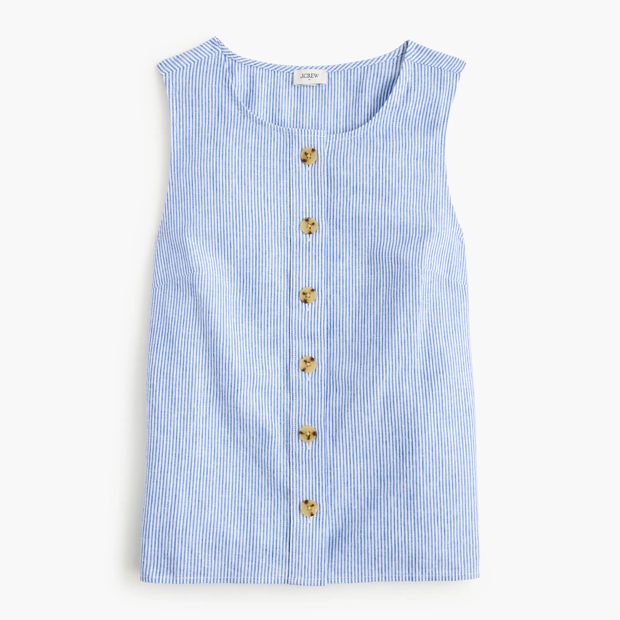 Striped linen-blend button-front shell | J.Crew Factory