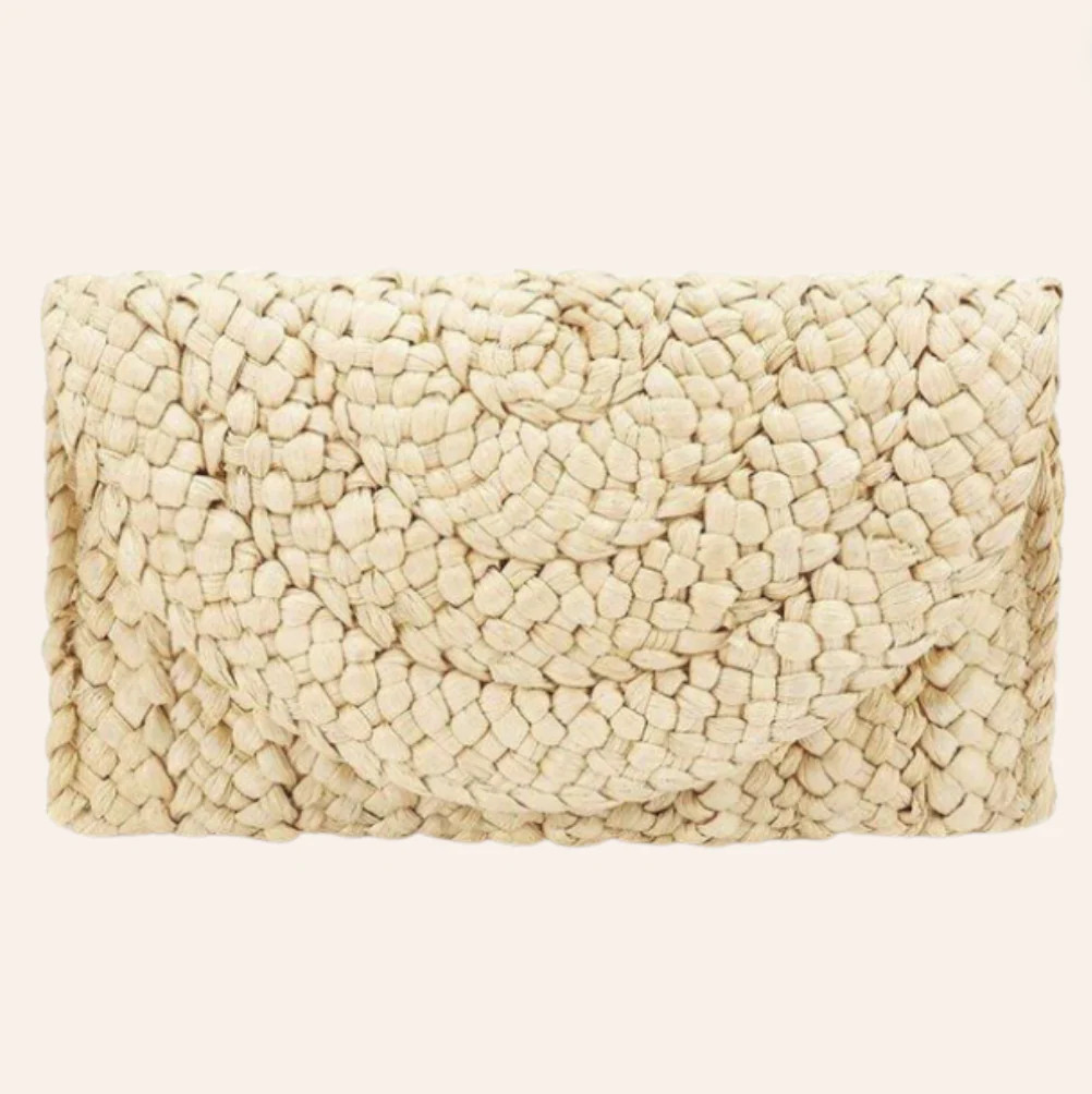 Tan Straw Clutch Purse | Little Cottage Boutique