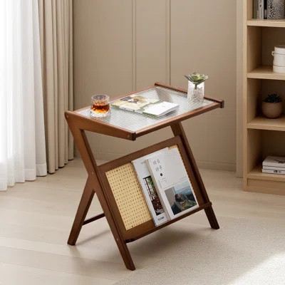 Rattan Nightstand Side Table, Bamboo Accent Bedside Tables, Glass Coffee Tables, Boho End Table With Storage For Small Space Living Room Bedroom | Wayfair North America