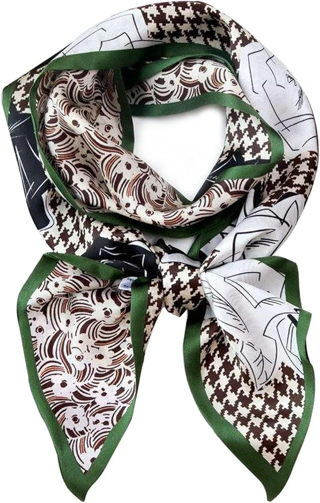 Clysoru Satin Neck Scarf for Women Printed Hair Scarves Bag Scarfs Fashion Elegant Oblique Angle ... | Amazon (US)
