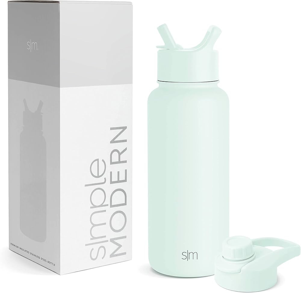 Simple Modern Water Bottle with Straw and Chug Lid Vacuum Insulated Stainless Steel Metal Thermos... | Amazon (US)