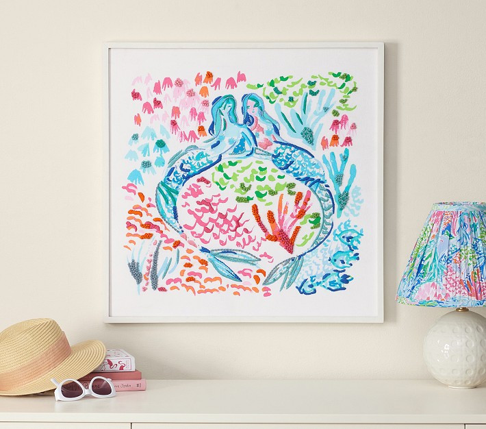 Lilly Pulitzer Embroidered Mermaid Art | Pottery Barn Kids