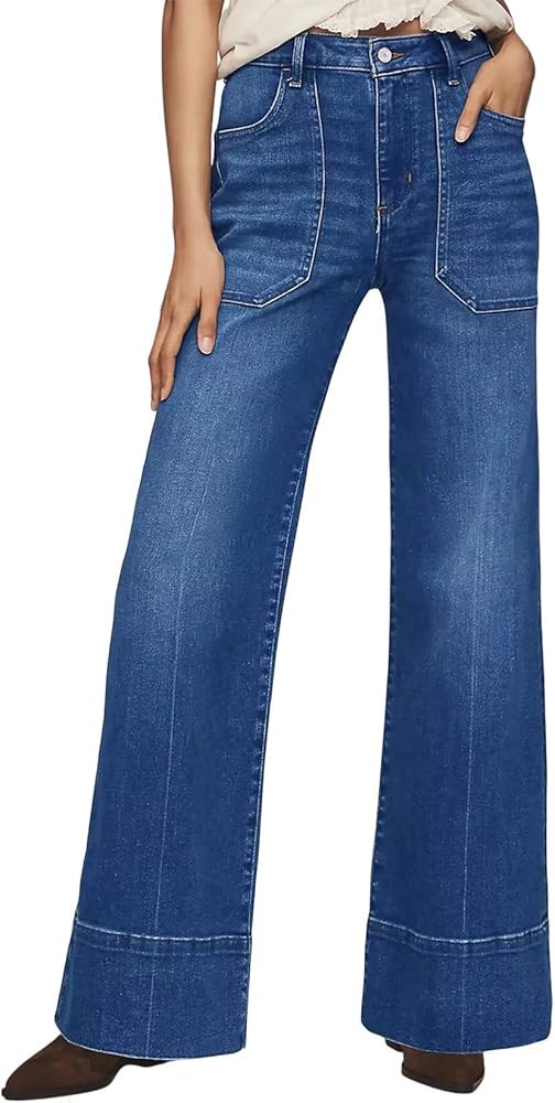 Allimy Women's High Waisted Wide Leg Baggy Front Pockets Jeans – Trendy 2025 Fall Collection | Amazon (US)