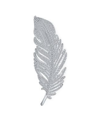 Classic Style Large Pave CZ Feather Leaf Scarf Brooch Pin or Pendant | Macy's