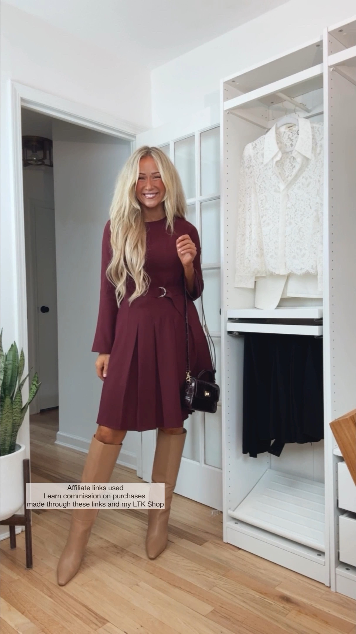 Burgundy dress for fall🍂🍁