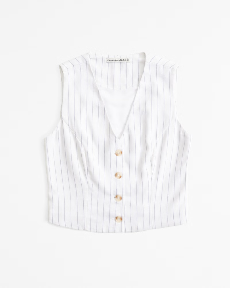 Women's The A&F Mara Linen-Blend Vest | Women's Tops | Abercrombie.com | Abercrombie & Fitch (US)
