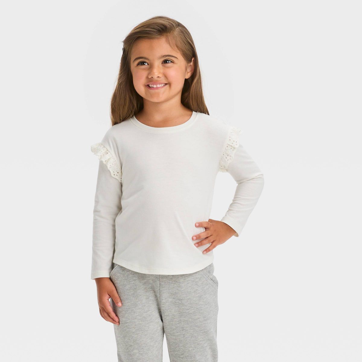 Toddler Girls' Eyelet Long Sleeve T-Shirt - Cat & Jack™ | Target