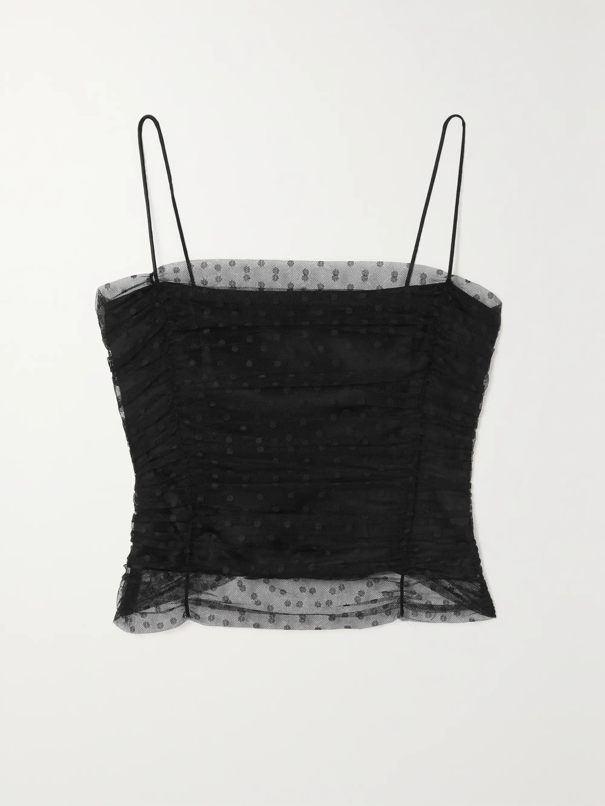 Amber layered ruched polka-dot tulle top | NET-A-PORTER (UK & EU)