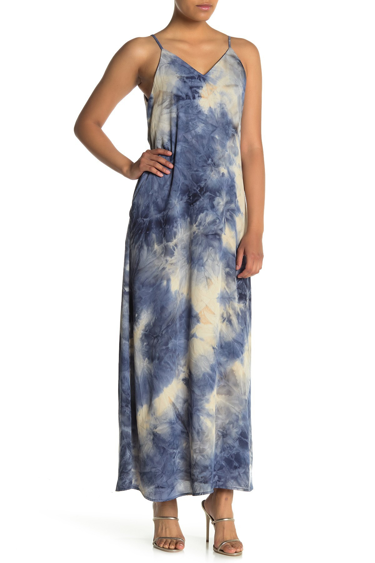 Woven V-Neck Tie Dye Maxi Dress (Petite) | Nordstrom Rack