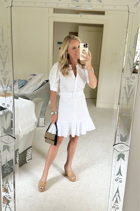 Love this white dress look for summer! 

White dress with belted detail, cork wedges, and handbag 

#LTKFind #LTKstyletip #LTKSeasonal