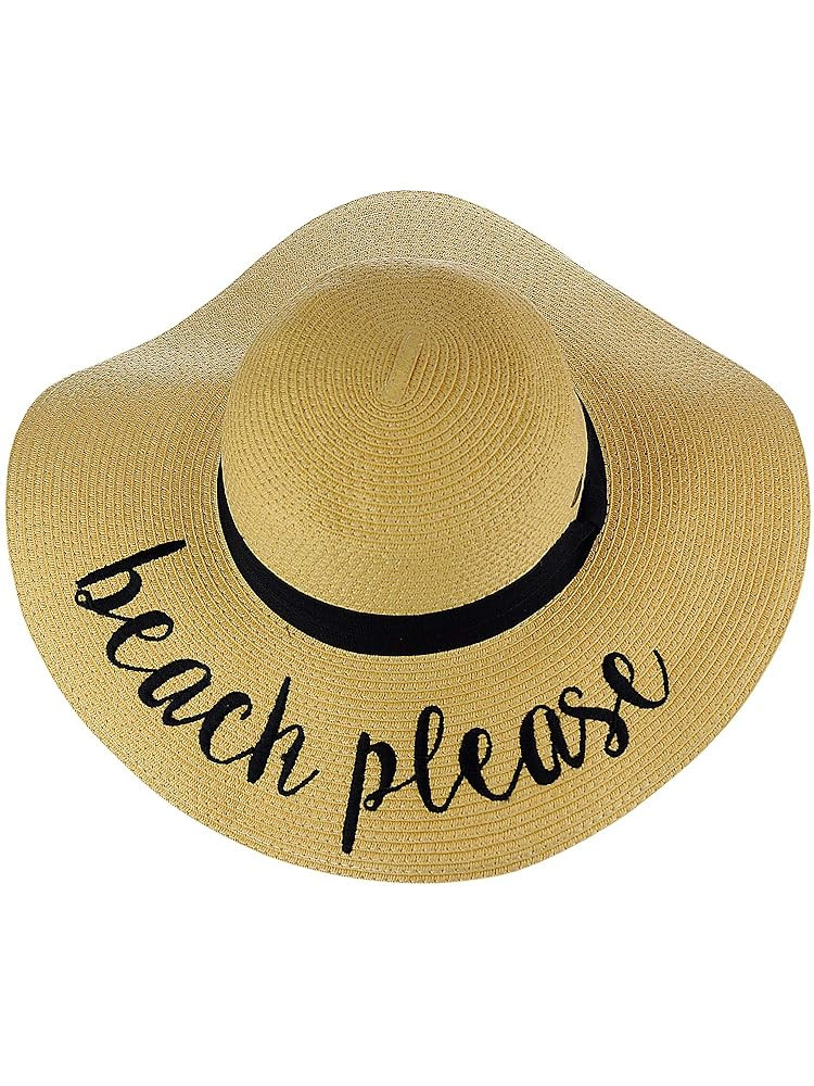C.C Women's Paper Weaved Crushable Beach Embroidered Quote Floppy Brim Sun Hat | Amazon (US)