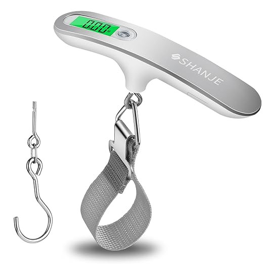 SHANJE Luggage Scale 110 Lbs High Precision Travel Digital Hanging Scales 50kg with Hook | Amazon (US)