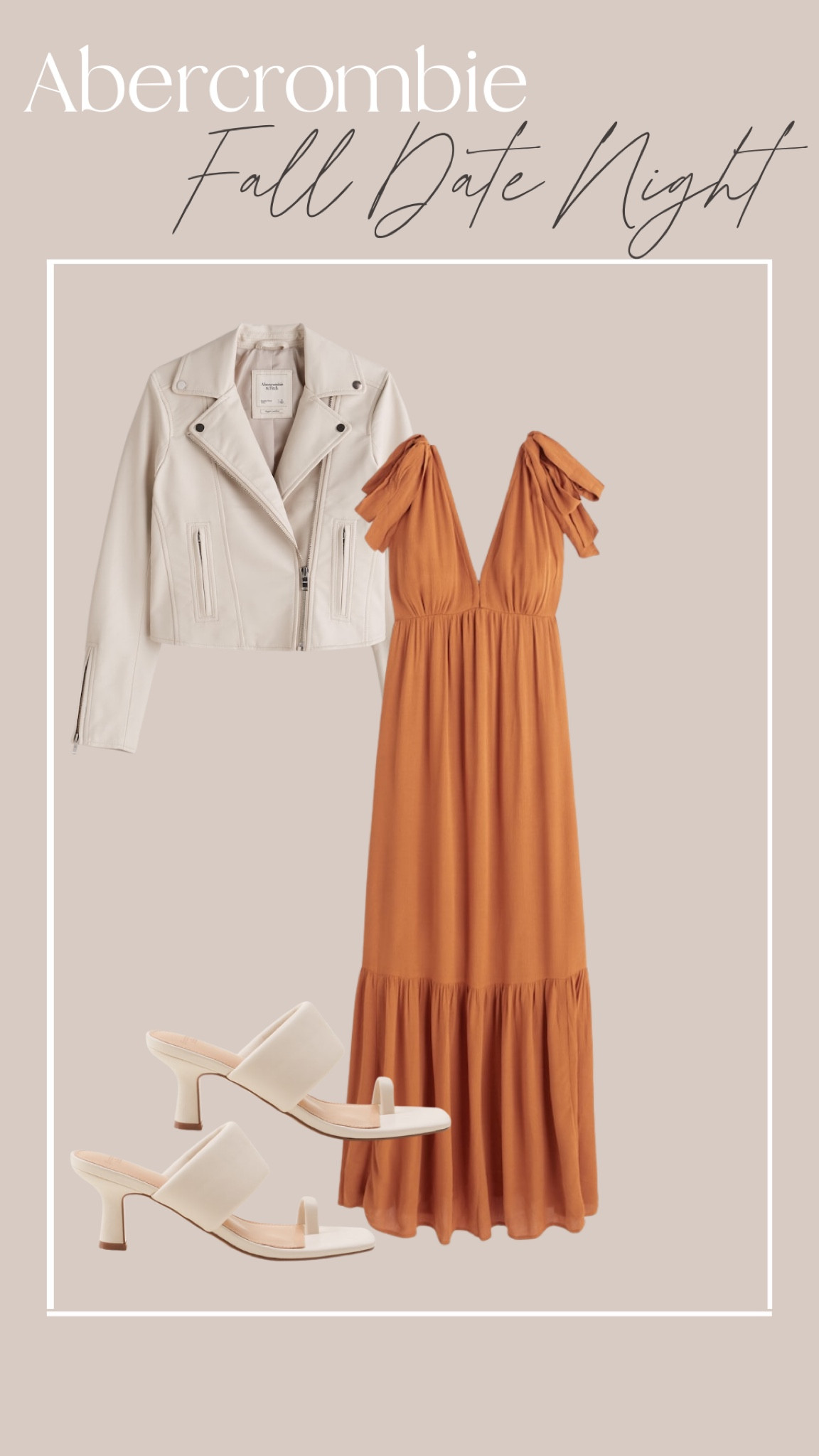 Vegan leather moto jacket (amazing neutral jacket for fall)
Tie-strap rust dress
Mule 

#LTKunder100 #LTKsalealert #LTKstyletip