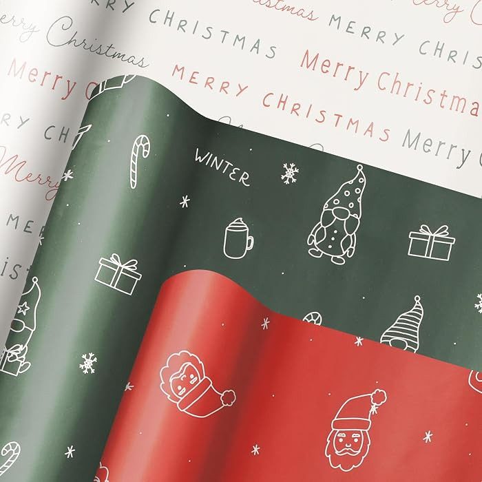 Beautiful Christmas Gift Wrapping Paper Rolls For Small & Medium Size Gifts - Set of 3 Quality Pa... | Amazon (US)