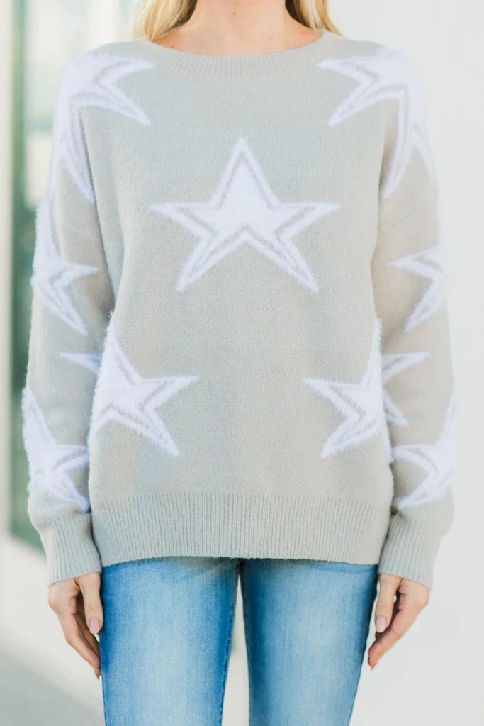 Must Be Nice Stone Brown Star Print Sweater | The Mint Julep Boutique