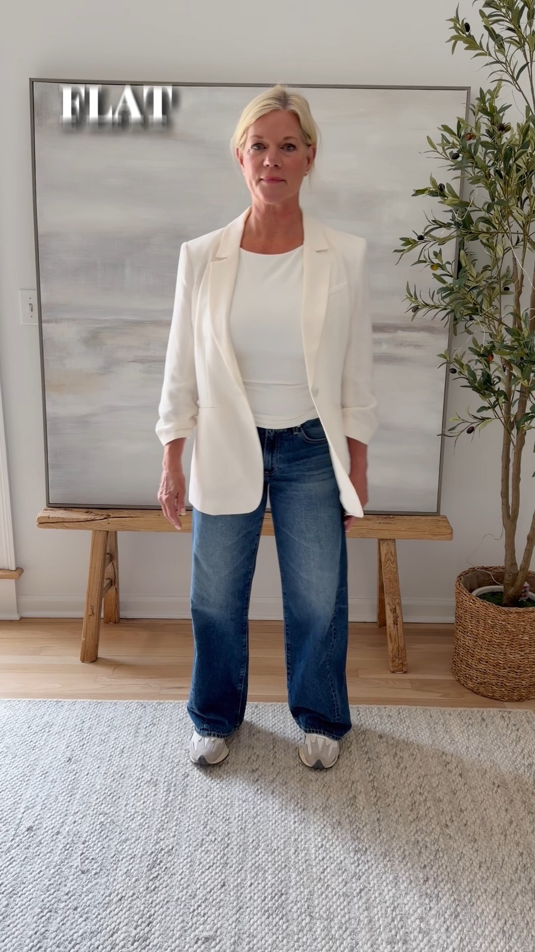 Sometimes a bad outfit isn’t a lost cause, it just needs a little contrast and structure. :white_heart:

The base on the left wasn't terrible, but it fell completely flat. Washing out the white blazer with a white tee, skipping a belt, and letting everything hang created zero waist definition or warmth.

Here’s how I saved it in under two minutes: I swapped the white top for a rich chocolate brown tee to break up the ivory and denim, tucked it in with a slim gold-hardware belt to define my waist, pushed up my sleeves, and swapped out the bulky sneakers for a rich-colored, low-profile runner for a modern, polished look.

Proof that dressing well in midlife isn't about buying new clothes. It's about small, strategic tweaks that make what you already own work harder. Which small tweak made the biggest difference to you? Tell me below! :point_down:

Keep it simple, sunshine. :sunny:

#StyleOver50 #FashionAfter50 #MidlifeStyle #WomenOver50 #FridayFashion 

 #LTKootd #LTKSeasonal #LTKOver40