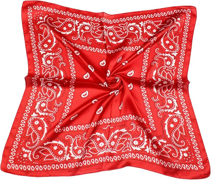 Qyx Silk Feeling Scarf Silk Bandana Square Satin Hair Head Scarves for Women 28" | Amazon (US)