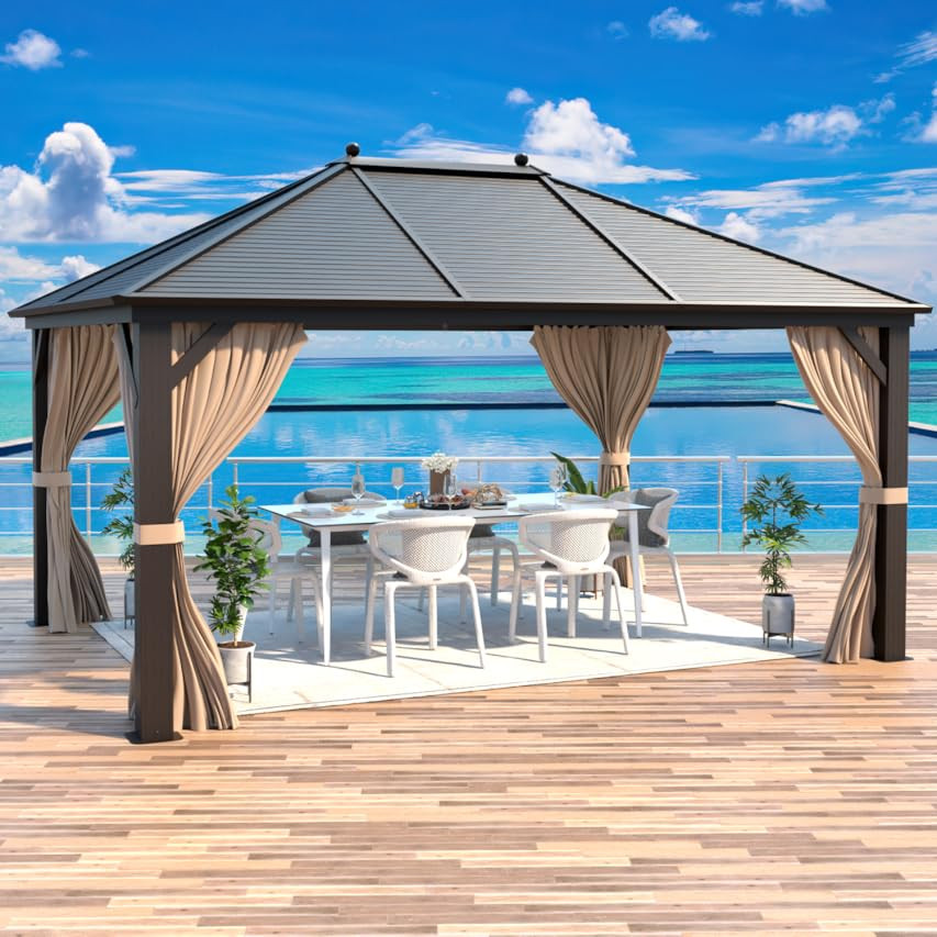 YITAHOME 10x12 ft Hardtop Aluminum Polycarbonate Gazebo, Outdoor Canopy Gazebos for Patio, with Mosq | Amazon (US)