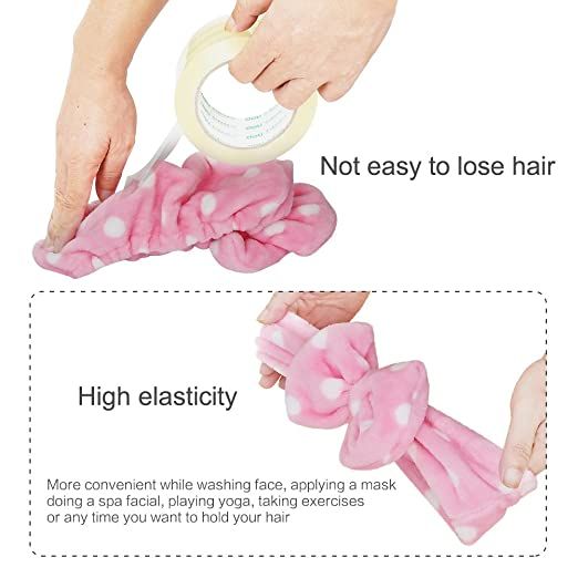 Shintop Women Fashion Lovely Soft Carol Fleece Bowknot Bow Makeup Cosmetic Shower Elastic Hair Ba... | Amazon (US)