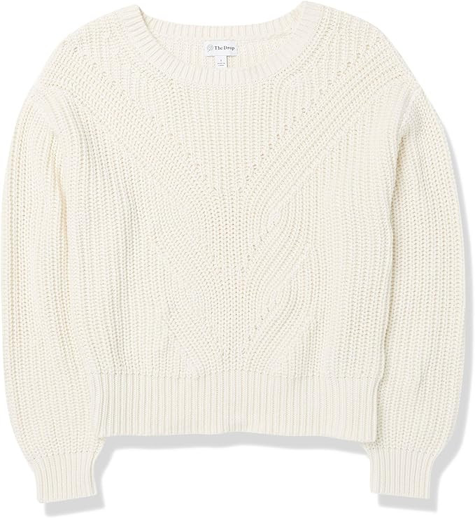 The Drop Women's Selena Cable Front Cropped Sweater | Amazon (US)
