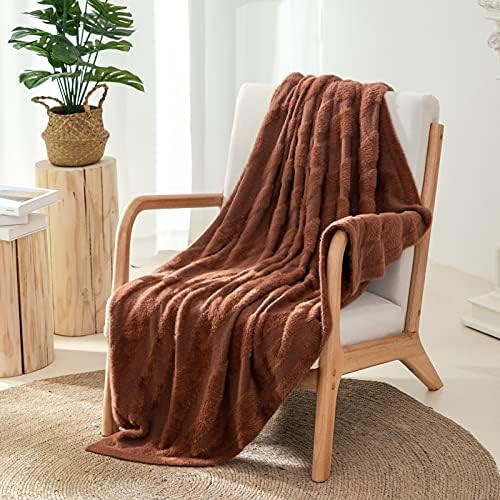 Snuggle Sac Brown Throw Blanket Reversible Zebra Print Knitted Textured Blanket Farmhouse Soft Cozy  | Amazon (US)