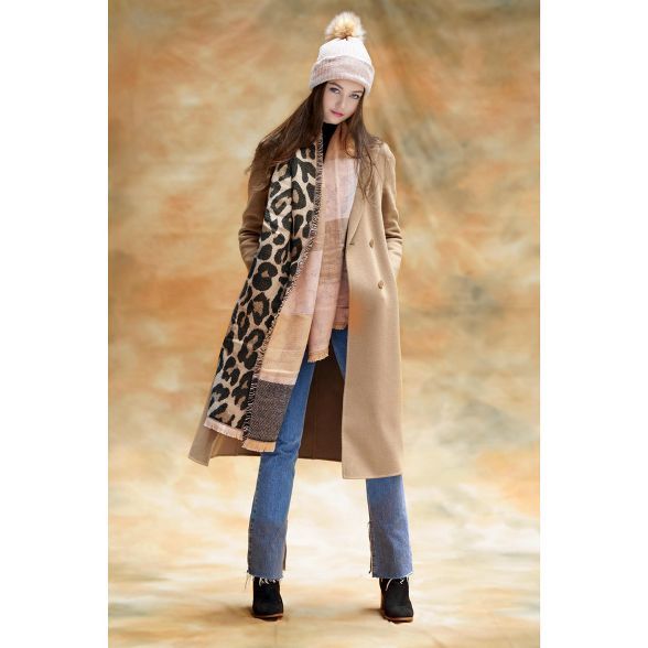 Shiraleah Leopard and Plaid Two Sided Langley Scarf | Target