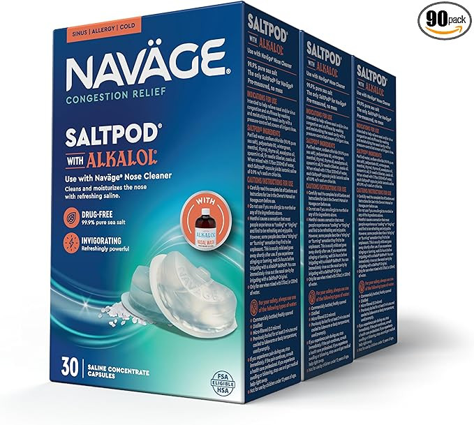 Navage SaltPod w/Alkalol (3 30-Packs) - Exclusively Designed Nasal Rinse - Sinus Rinse Alkalol Po... | Amazon (US)