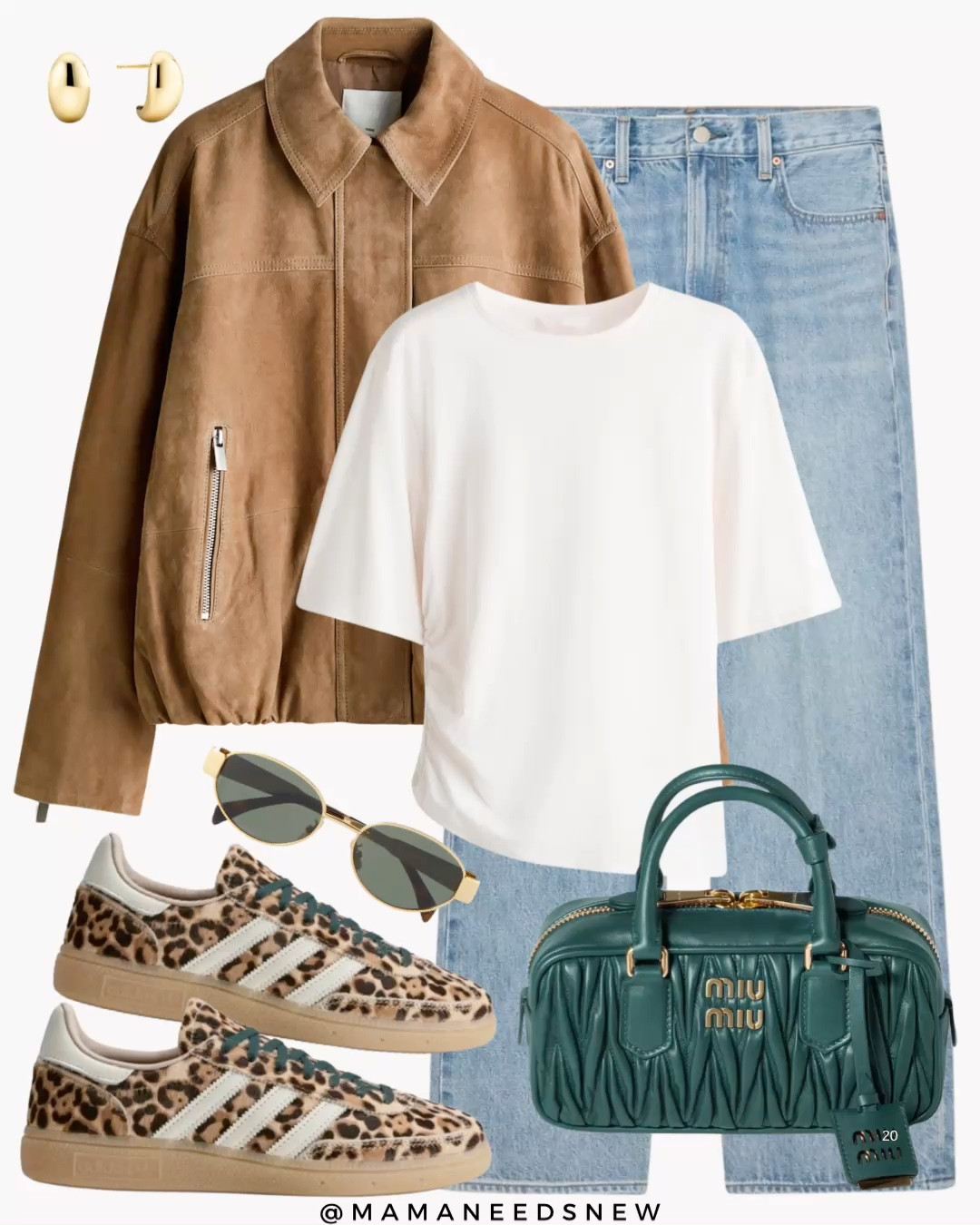 A spring outfit with suede jacket, tshirt, jeans, sneakers, top handle bag 💚🐆

#LTKSeasonal #LTKSaleAlert #LTKootd