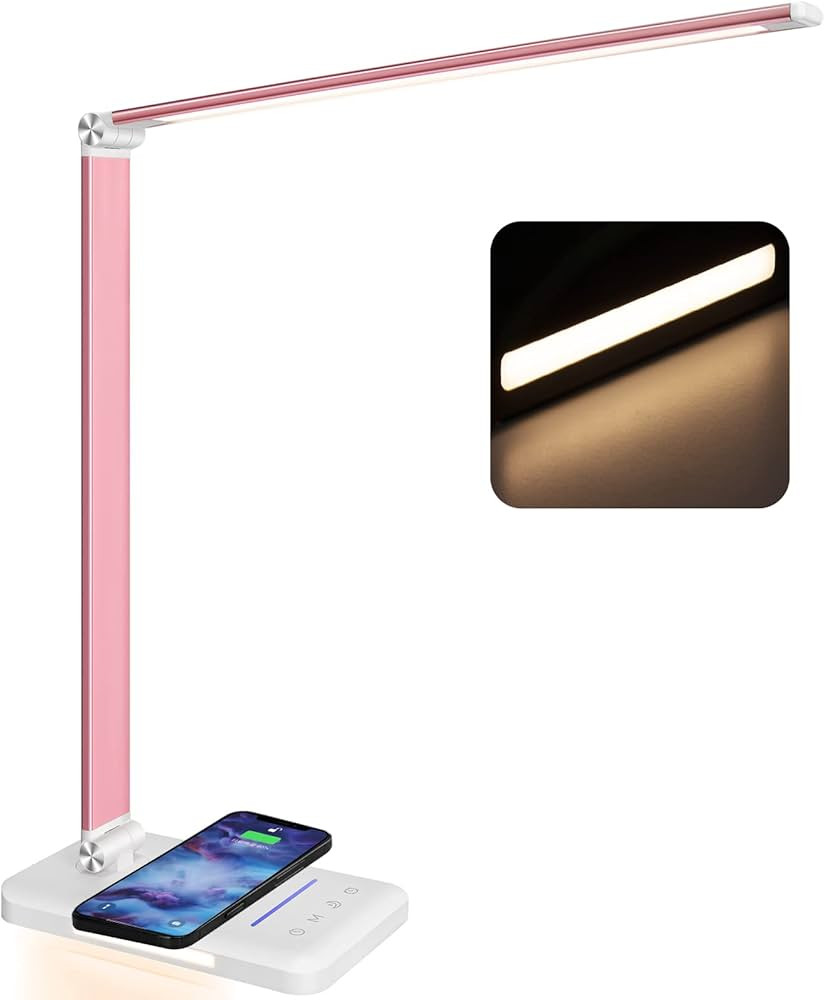 JOSTIC LED Desk Lamp with Night Lighting, Fast Wireless Charger, USB Charging Port, 10 Brightness... | Amazon (US)