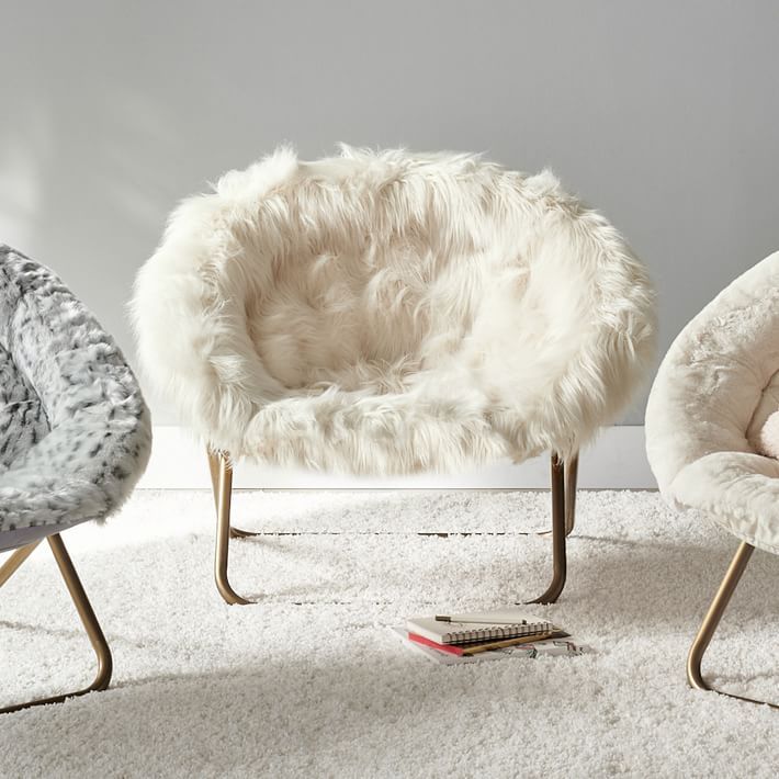 Himalayan Ivory Faux-Fur Hang-A-Round Chair | Pottery Barn Teen