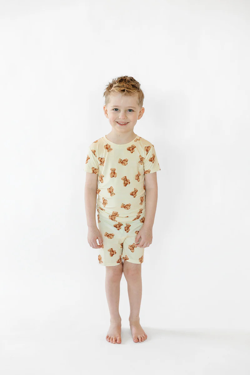 Kids Teddy Bear Pajama Shorts | Sunset Snuggles