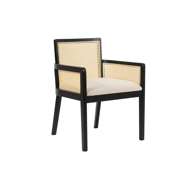 Better Homes & Gardens Springwood Caning Captains Dining Chair, Charcoal Finish | Walmart (US)