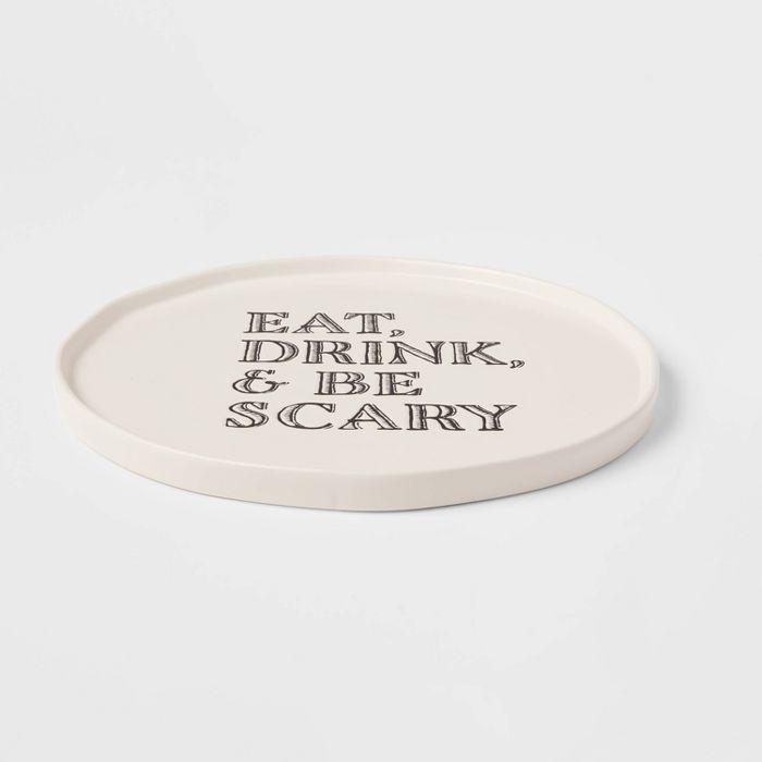 12&#34; Stoneware Eat, Drink and Be Scary Serving Platter - Threshold&#8482; | Target