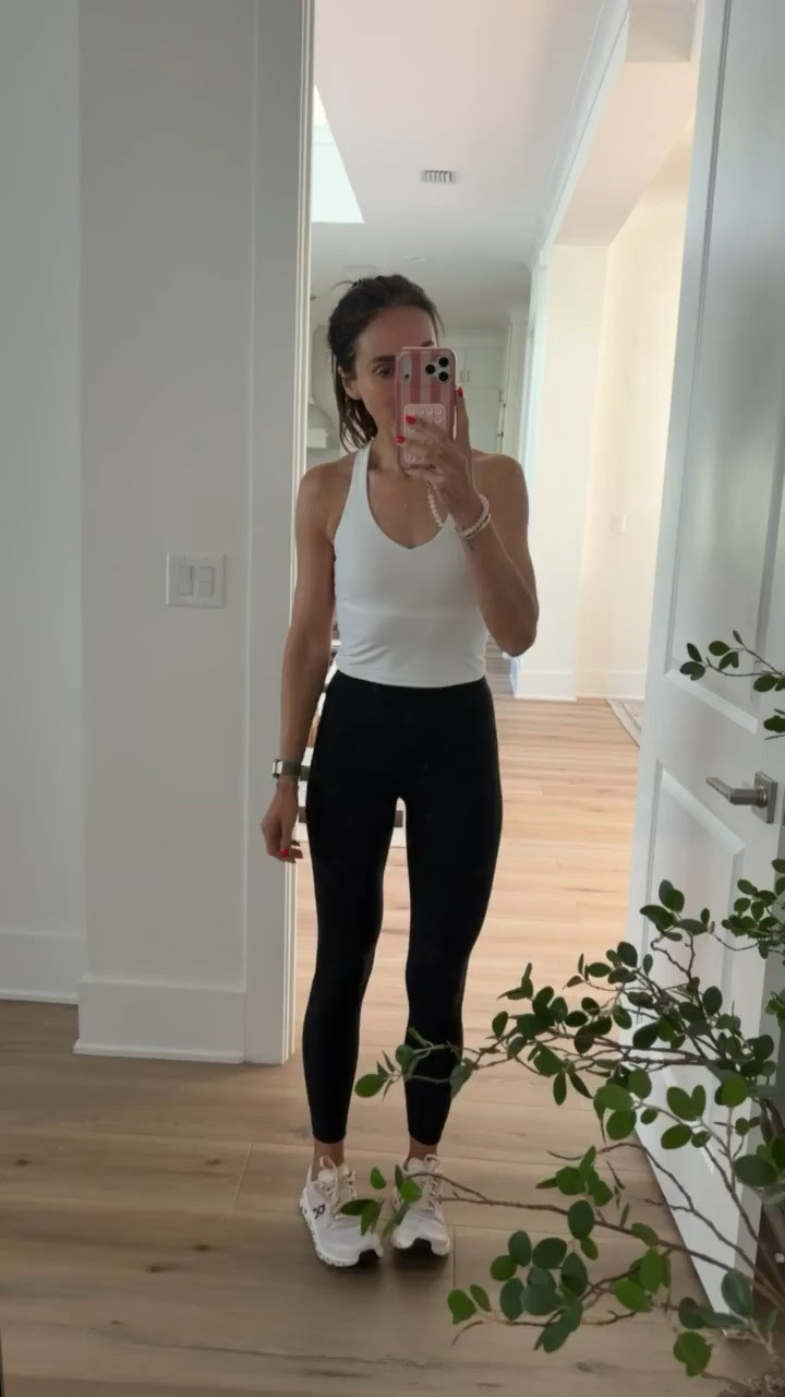 My everyday workout uniform starts with these staples. A supportive tank, flattering leggings, and comfortable sneakers that work just as well for workouts as they do for running errands.

Workout outfit, White tank, Black leggings, Gym outfit, Activewear essentials, Everyday activewear, Fitness style, Running errands outfit, Comfortable sneakers, annabrstyle

#LTKootd #LTKSeasonal #LTKActive