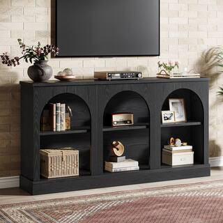 Ezlynn Black TV Stand Entertainment Center Fits TVs Up to 50 to 65 in. with 3 Tier Storage for Home Living Room Bedroom | The Home Depot