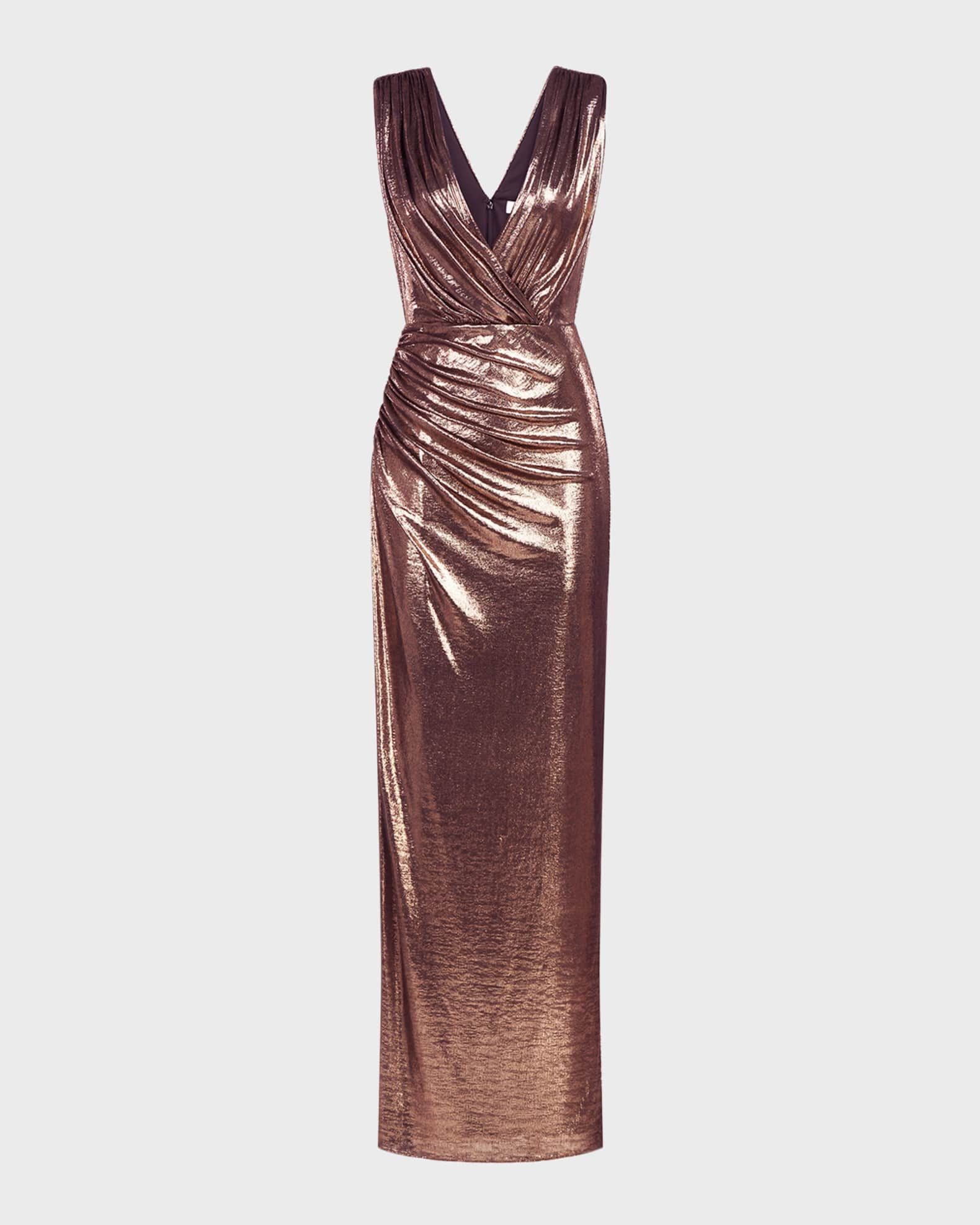 Misha Sleeveless Metallic Jersey Column Gown | Neiman Marcus