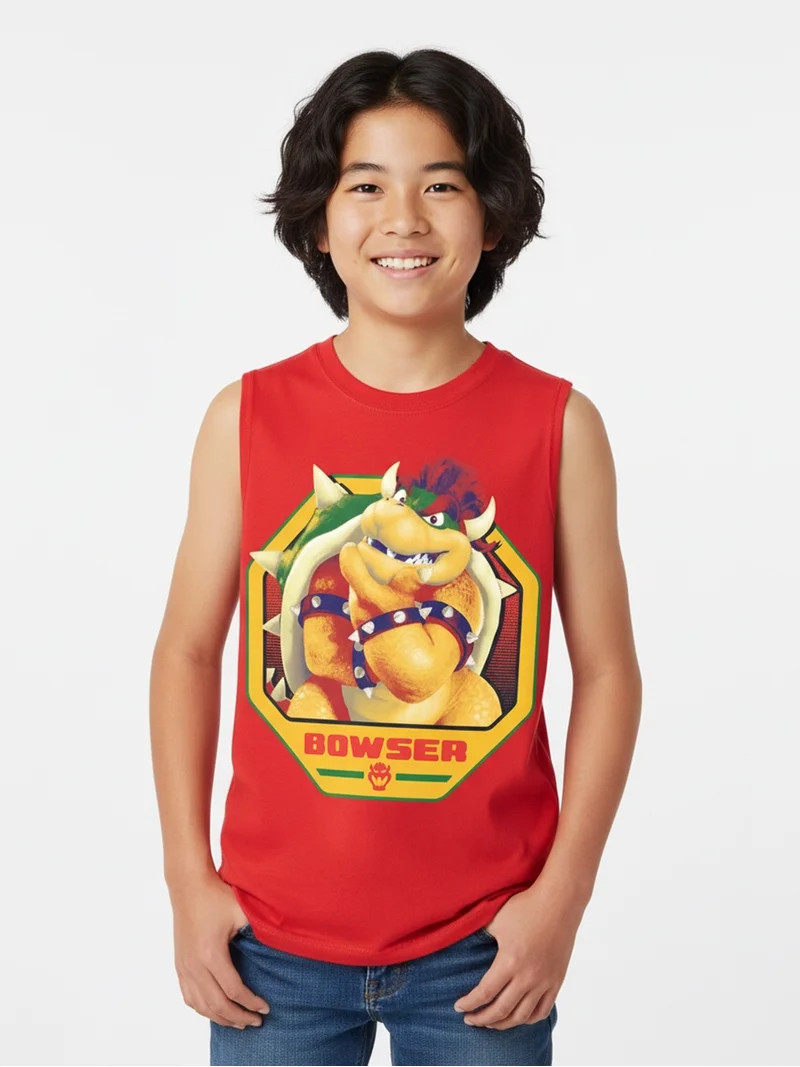Super Mario Galaxy Movie Boys Bowser Graphic Muscle Tank Top, Sizes 4-18 | Walmart (US)