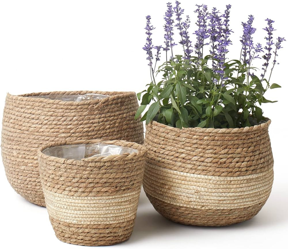 LA JOLIE MUSE Seagrass Large Planter Blasket Indoor, Plant Pots Cover, Indoor Planters Flower Pot... | Amazon (US)